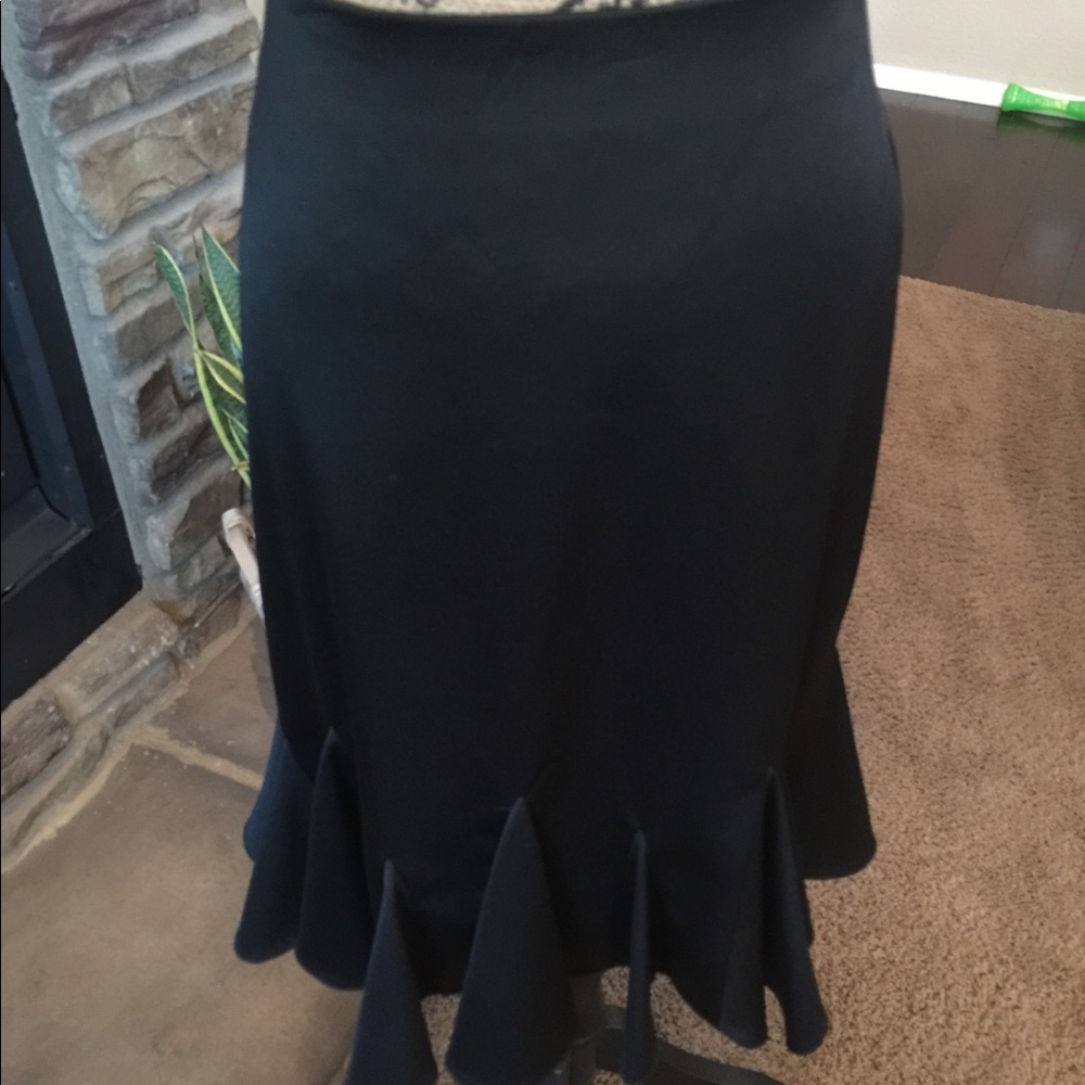JS Collection Pleated Black Satin Skirt